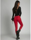 Jeans trousers with zippers on the legs, red, 0604 - Online store - Boutique